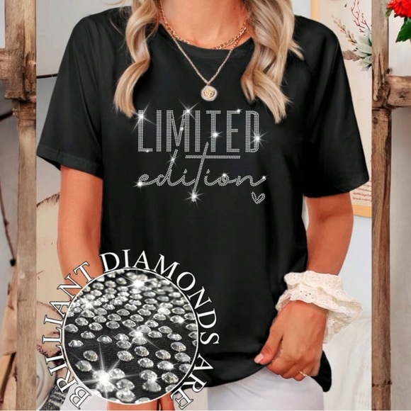 Tops - 🪷 “LIMITED EDITION” Rhinestone Diamond Graphic Tee
